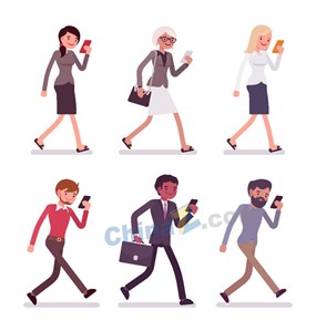 看手机的商务男女